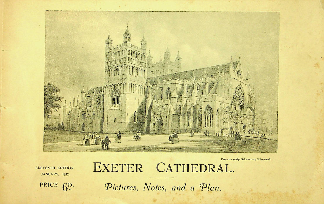 1937 Exeter Cathedral Pictures Notes and Plan Booklet Lithograph Prints Pictures