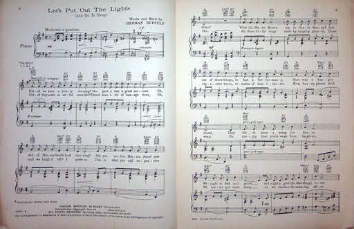 Sheet Music Let's Put Out The Lights And Go To Sleep Rudy Vallee Herman Hupfeld 2