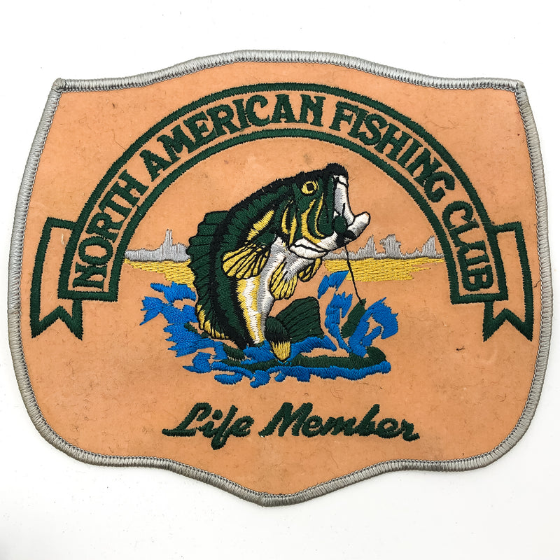 Vintage North America Fishing Club Patch Life Member LARGE 5 x 6.5 Embroidered