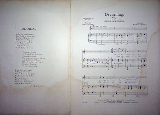 Sheet Music Dreaming Miss Kitty Gordon Pretty Mrs Smith 1914 Archibald Joyce 2