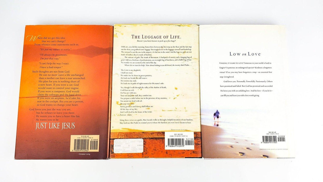 A Love Worth Giving, Travelling Light & Just Like Jesus by Max Lucado 3 HC Books 2