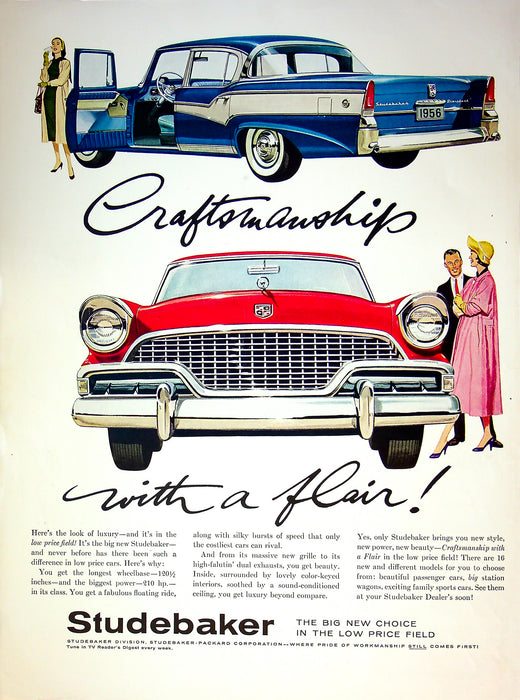 1950's Studebaker Print Ad Craftmanship with a Flair 14"x11"