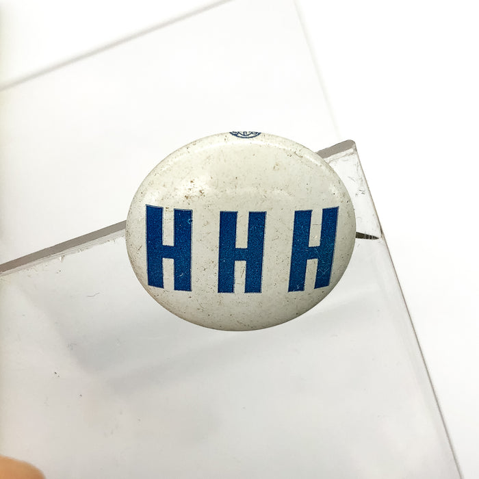 Vintage HHH Hubert H Humphrey Pinback Button Presidential Political Bastian NY 1