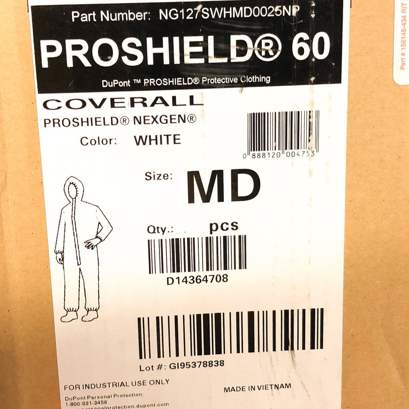 Dupont Chemical Resistant Hooded Suit Coveralls Reusable ProShield 60 SZ Med 1 3