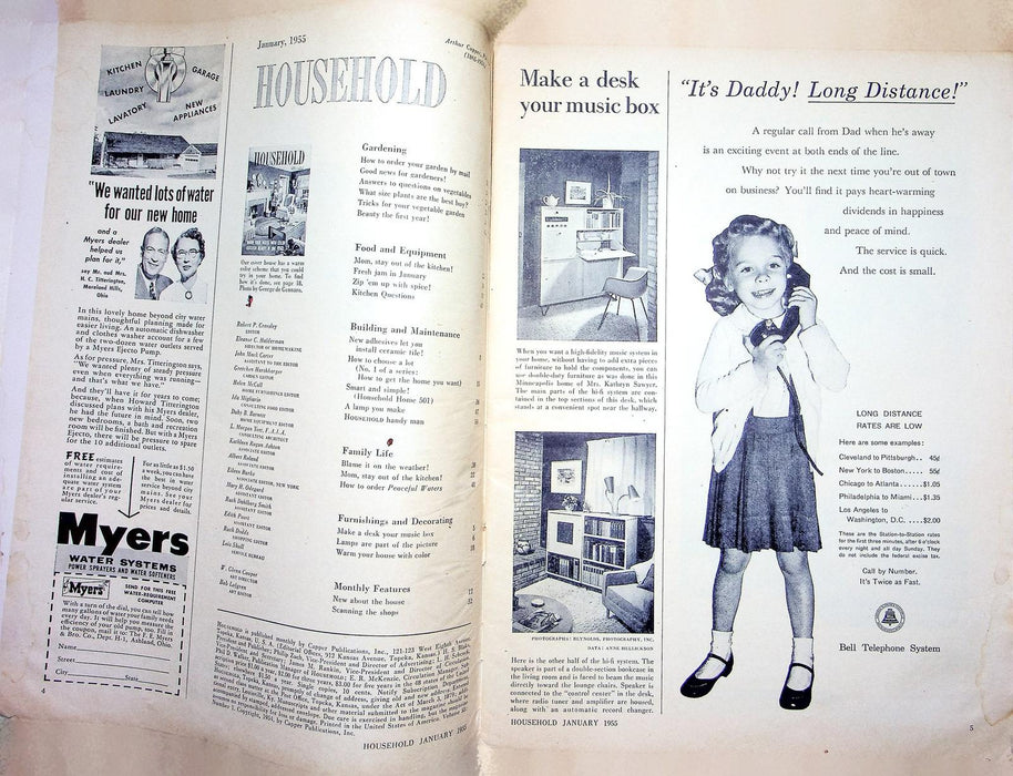 Household Magazine January 1955 Colgate Dental Cream Crisco Frying Fat Ads