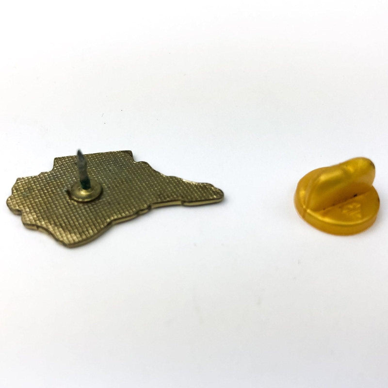 Vintage North Carolina Pin Pinback Tar Heel State Black Footprints Outline Red 2