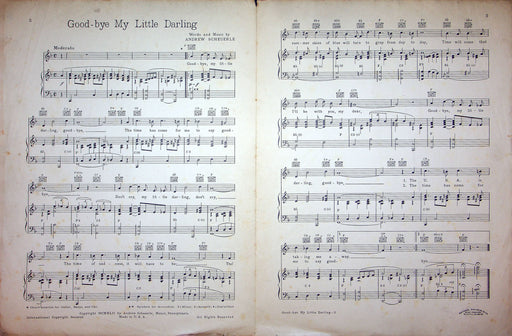 Sheet Music Good-Bye My Little Darling Martin Kukovich Andrew Scheuerle 1942 WW2 2