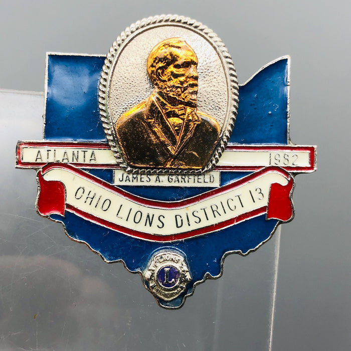 Vintage Lions Club Lapel Pin Presidential Series C James A Garfield Ohio 13