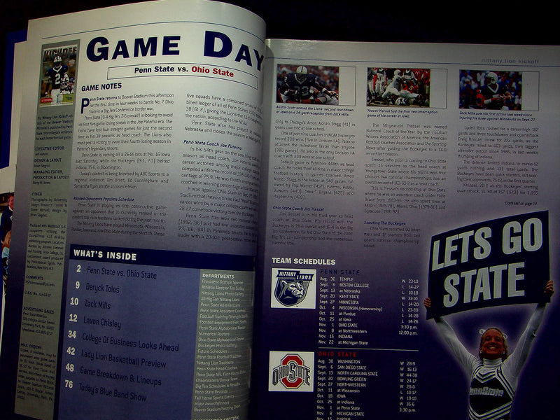 Penn State Nittany Lions Football Program Nov 1 2003 Vs. Ohio State Buckeyes
