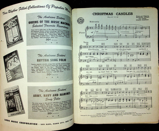 Vintage Christmas Candles Sheet Music Raymond Leveen Leo Breen Wilbur Sampson 2