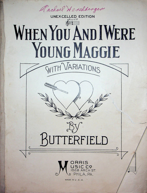 When You and I Were Young Maggie Vintage Sheet Music Butterfield 1911 Piano 1