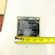 Tecumseh 35353 Engine Sticker Decal 8 HP Genuine OEM New Old Stock NOS 5