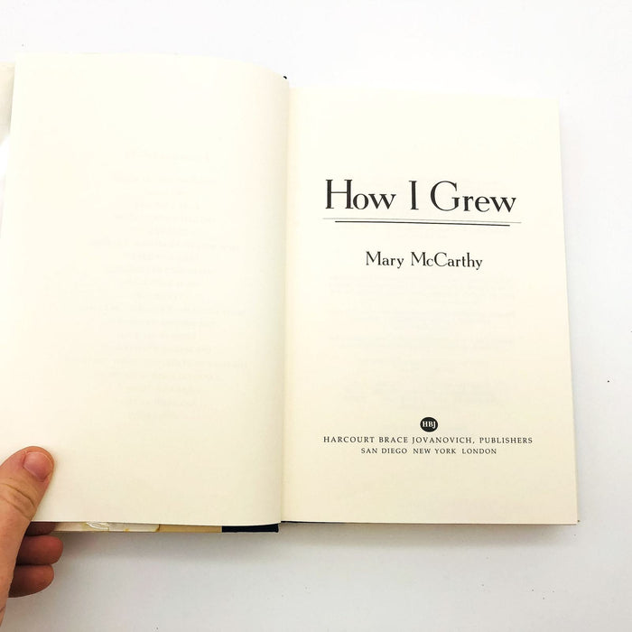 How I Grew Hardcover Mary McCarthy 1987 American Novelist 20th Century Biography 7