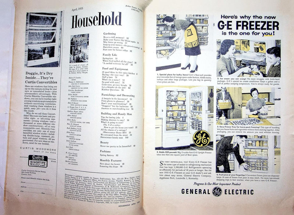 Household Magazine April 1955 General Electric Northrup King Seed Advertisements