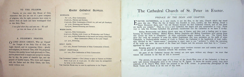 1937 Exeter Cathedral Pictures Notes and Plan Booklet Lithograph Prints Pictures