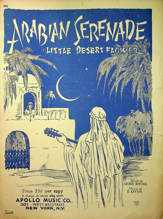 Arabian Serenade Little Desert Flower Sheet Music Song Lyric 1934 George Buyukas 1