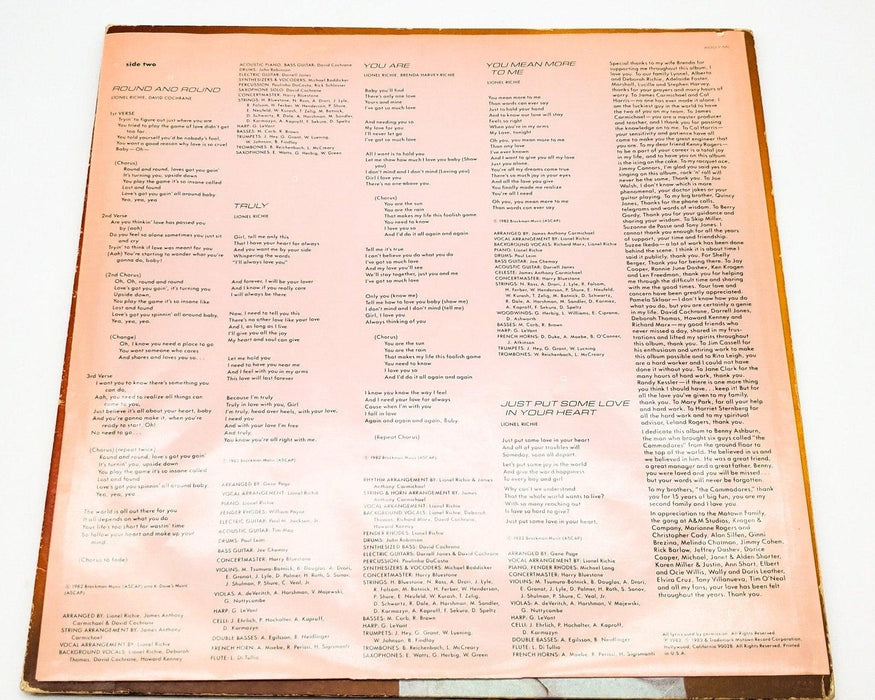 Lionel Richie Lionel Richie 33 RPM LP Record Motown 1982 6007ML 6