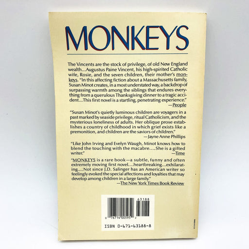 Monkeys Paperback Susan Minot 1987 Siblings Growing Up Massachusetts Loyalty 1 2