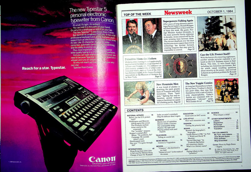 Newsweek Magazine October 1 1984 Beirut Terror Attack Doonesbury Garry Trudeau