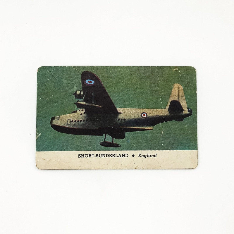 1940s Leaf Card-O Aeroplanes Card Short-Sunderland Series C England WW2 DAMAGE 3