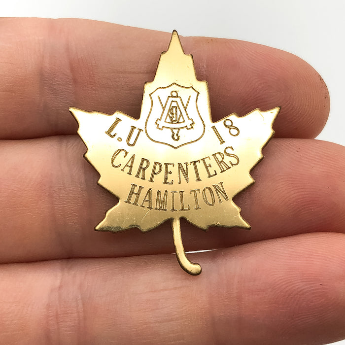 United Brotherhood of Carpenter's UBC Lapel Pin L.U. 18 Hamilton Niagra Leaf 2