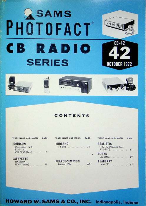 Sams Photofact CB Radio Series CB-42 October 1972 Realistic Midland Teaberry