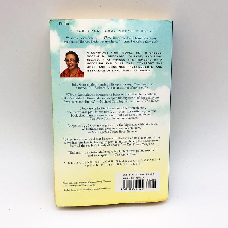 Three Junes Paperback Julia Glass 2002 Scotland Father Sons Long Island NY 2