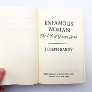Infamous Woman The Life Of George Sand Hardcover Joseph Barry 1976 French Writer 8