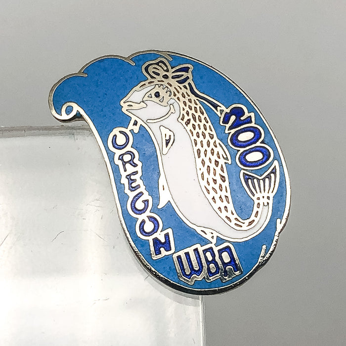 Womens Bowling Association Pin Pinback WBA Oregon State 200 Game Award Bass Fish