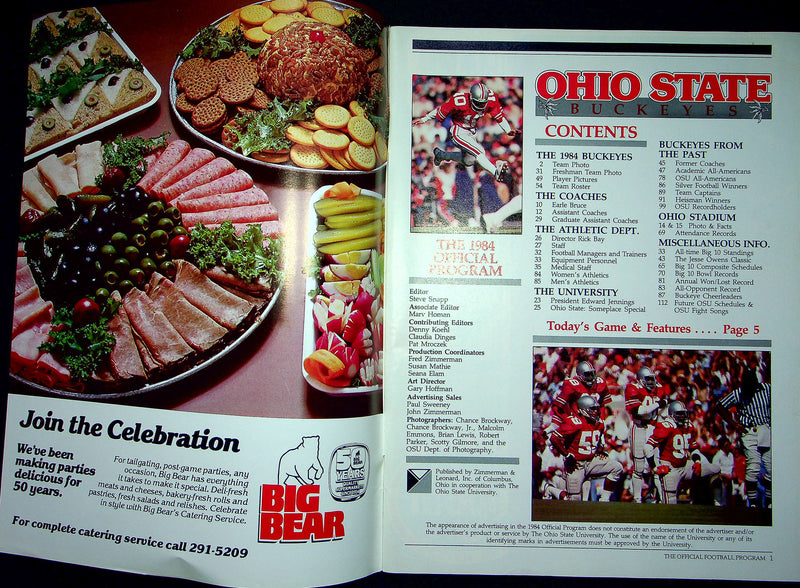 Ohio State Buckeye Football Program Sept 8 1984 Vs. Oregon State Beavers Bay