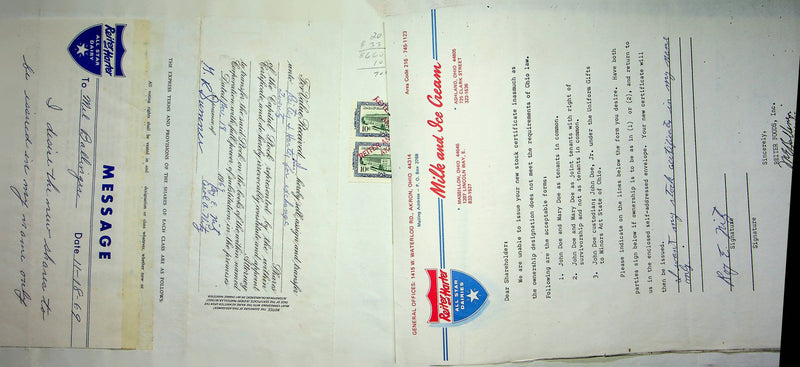 Reiter Dairy Company Stock Certificate Bond Scripophilly Akron Ohio 1966 No 295