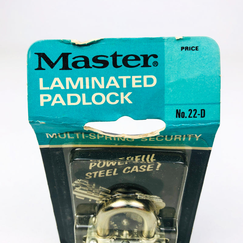 Vintage No 22-D Master Lock Padlock 1" Shackle New Old Stock NOS Multi Spring