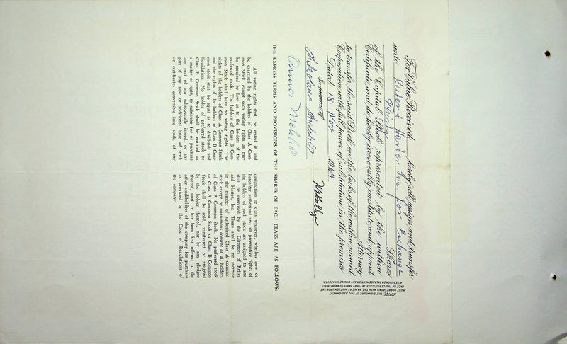 Reiter Dairy Company Stock Certificate Bond Scripophilly Akron Ohio 1969 No 353