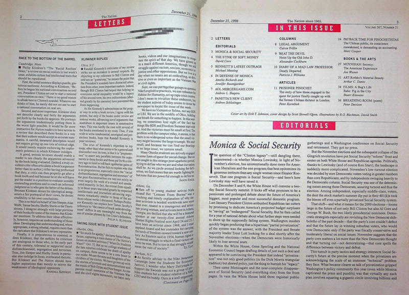 The Nation Magazine December 21 1998 Prisoner Pinochet Dictator Peter Kornbluh