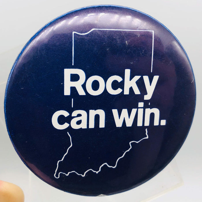 Rocky Can Win Button Pinback 3" Indiana Democrat Lt. Governor Robert Rock 1960s