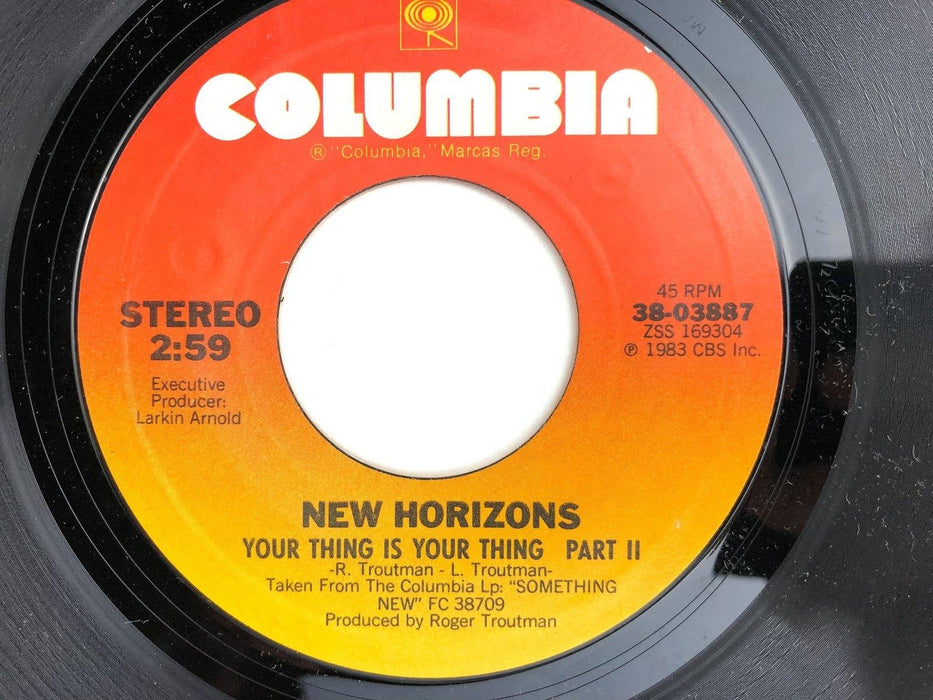 New Horizons 45 RPM 7" Single Your Thing is Your Thing Part 1 & 2 Columbia 1983 4