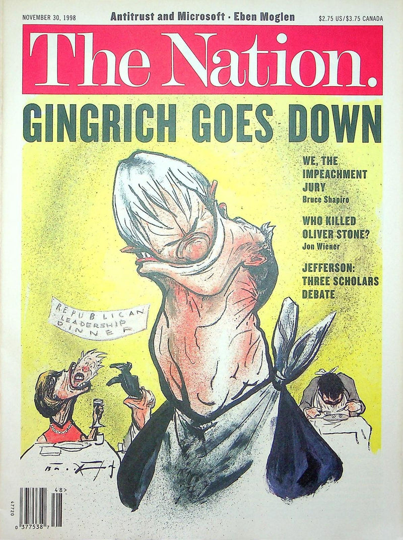 The Nation Magazine November 30 1998 Newt Gingrich Oliver Stone Death Mystery