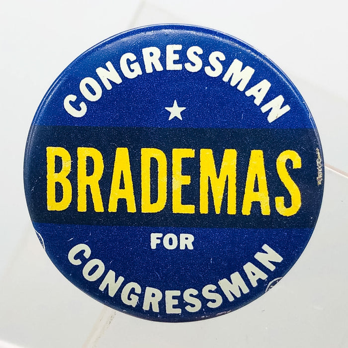 Vintage Brademas Button 1.25" Congressman Campaign House of Representatives