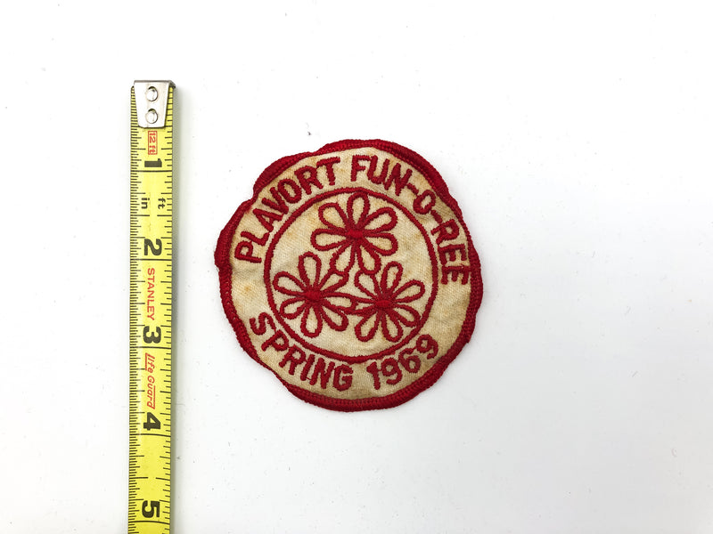 Vintage Girl Scout Patch Plavort Fun-O-Ree Spring 1969 Embroidered Red White 1