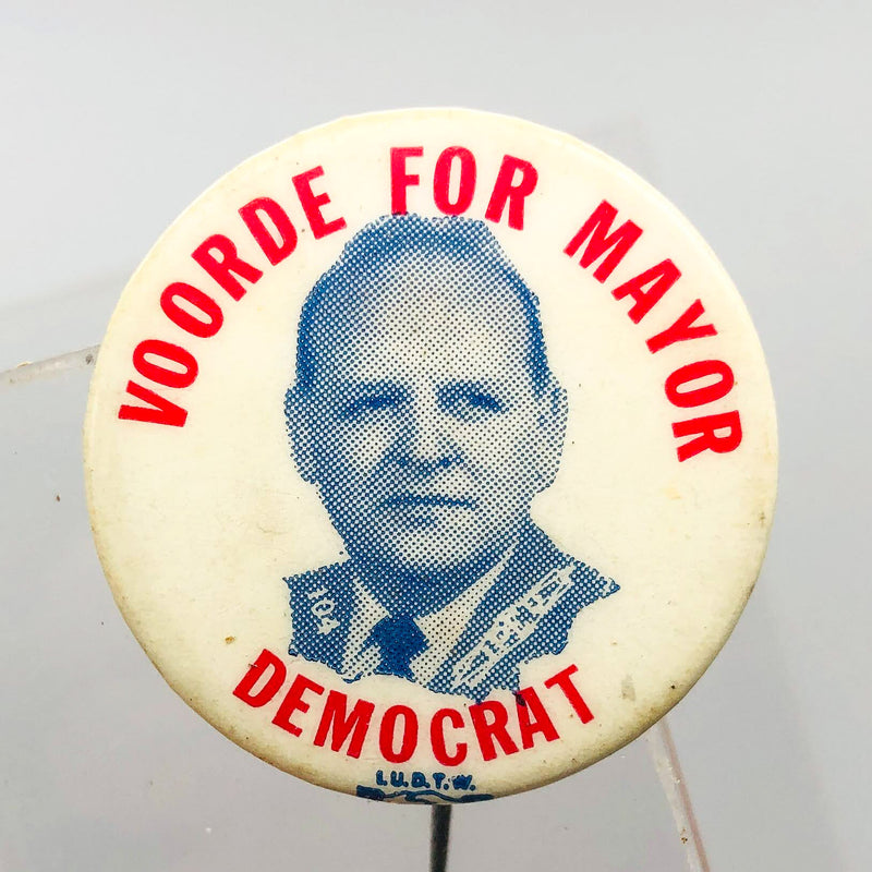 Worde For Mayor Button Pinback 1" Democrat Campaign L.U.D.T.W. Plastic Workers