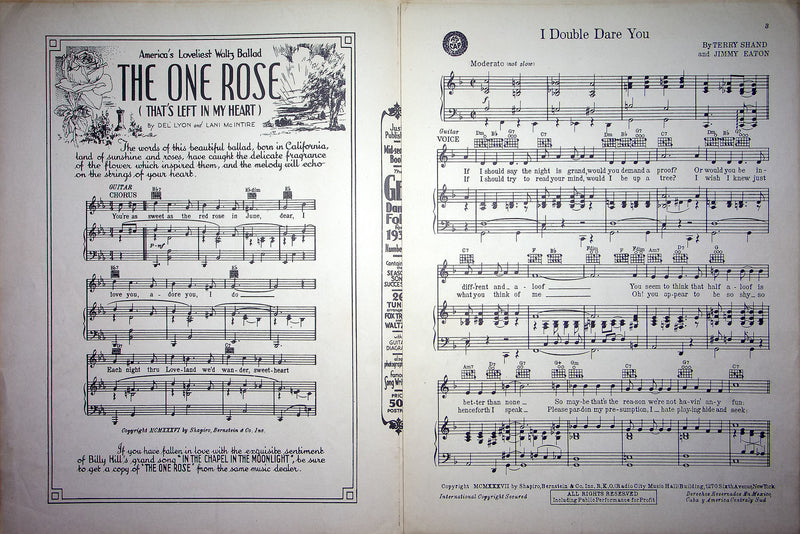 Vintage Sheet Music I Double Dare You Tommy Dorsey 1937 Terry Shand Jimmy Eaton 3