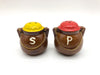 Vintage Jug Crock Handled Salt & Pepper Shakers Ceramic Brown Pot Japan 2.5" 3