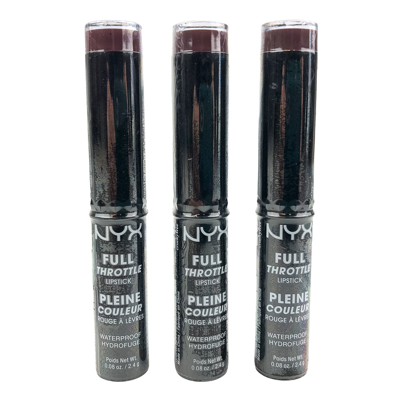 NYX Full Throttle Lipstick Night Crawler Purple Black Matte FTLS 06 Lot of 3
