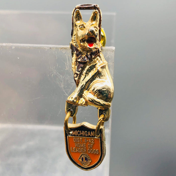 Vintage Lions Club Lapel Pin District 11-A2 Leader Dogs Michigan German Shepherd