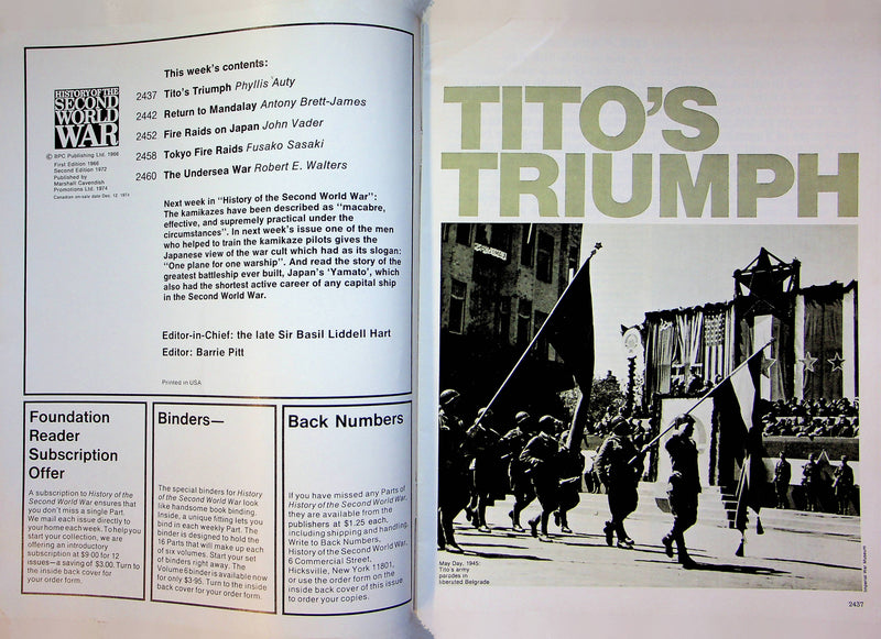 History Second World War WW2 Magazine 1974 Part 88 Fire Raids Tokyo Japan Tito 3