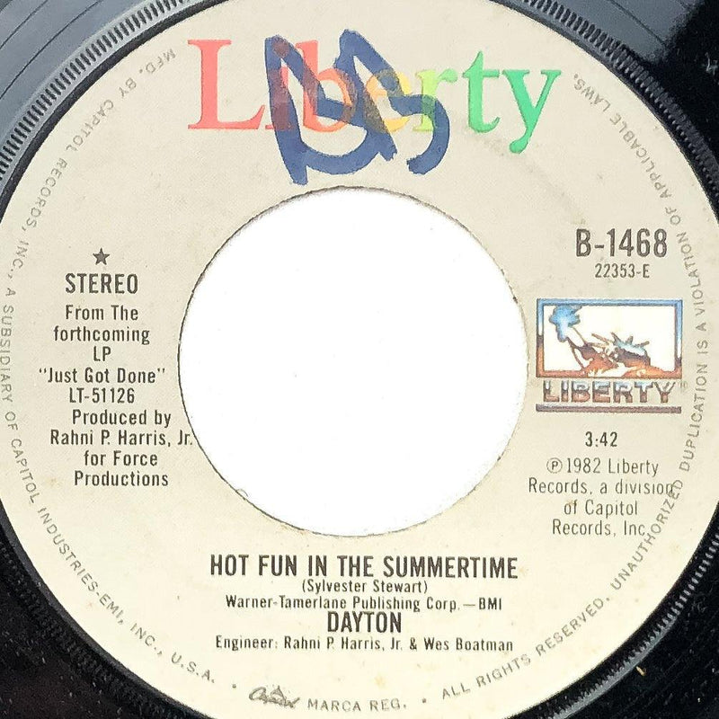 Dayton 45 RPM 7" Single Record Hot Fun in the Summertime Liberty Records B-1468 1