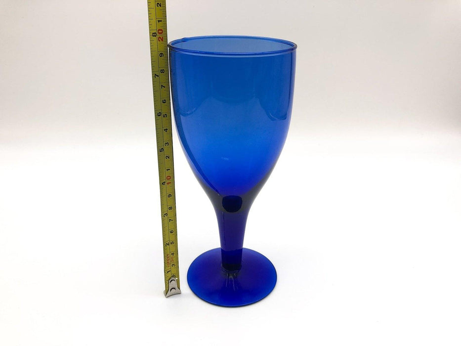 Vintage Cobalt Blue Wine Glass Crystal Goblet Footed 8.5" Hand Blown Mexico 9