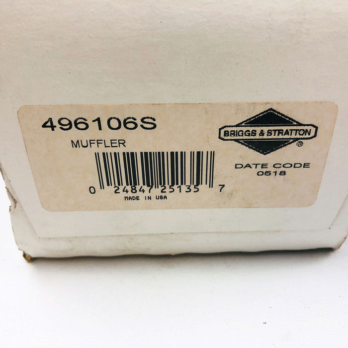 Briggs and Stratton 496106S Muffler With Prepack 696582 Genuine OEM New NOS