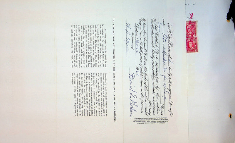 Reiter Dairy Company Stock Certificate Bond Scripophilly Akron Ohio 1965 No 230