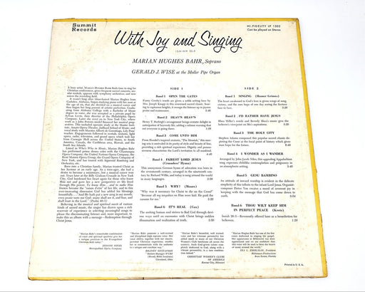 Marian Hughes Bahr With Joy And Singing LP Record Summit 1964 Coloratura Soprano 2
